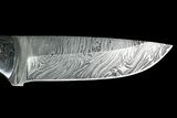 Damascus Knife With Fossil Dinosaur Bone (Gembone) Inlays #125250-6